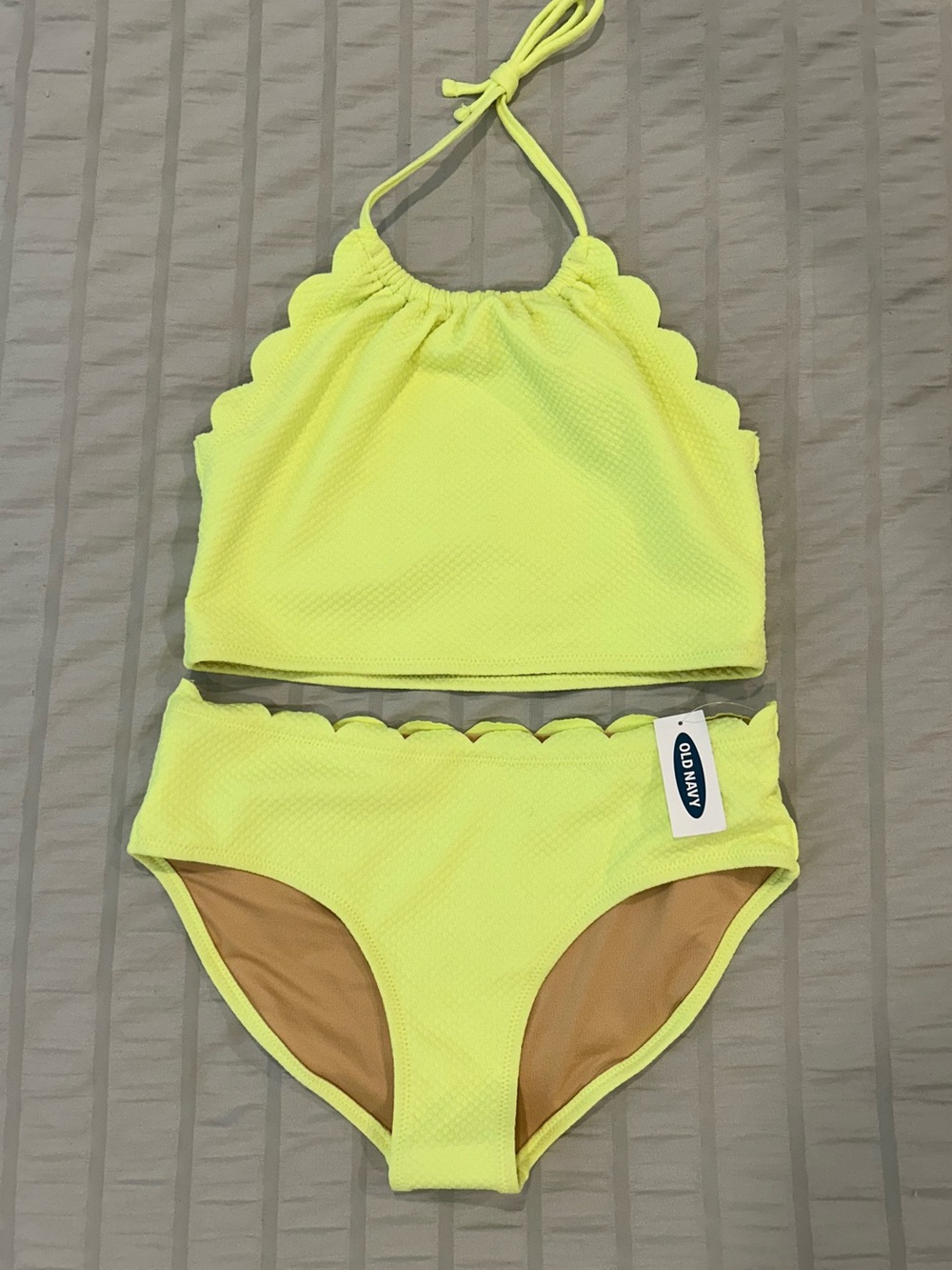 Old Navy Neon Yellow Girls' Scallop Two-Piece Swim Set